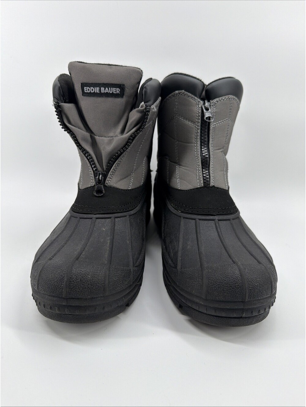 Eddie Bauer Men's Snow Boots Ankle Zip Black/Gray Round Toe 8M